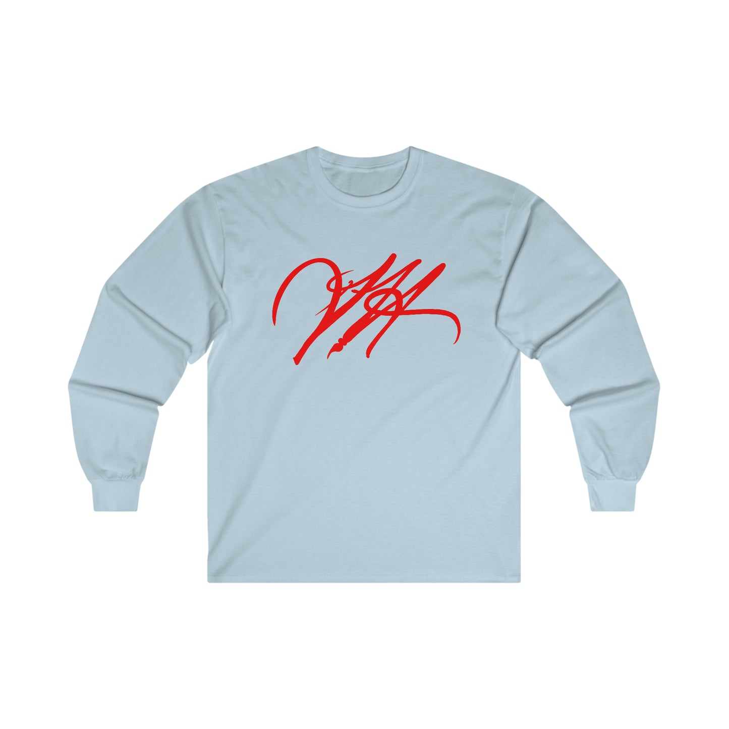 “Script Logo- Red”-  Unisex Long Sleeve Graphic Shirt by Artist David Hilborn