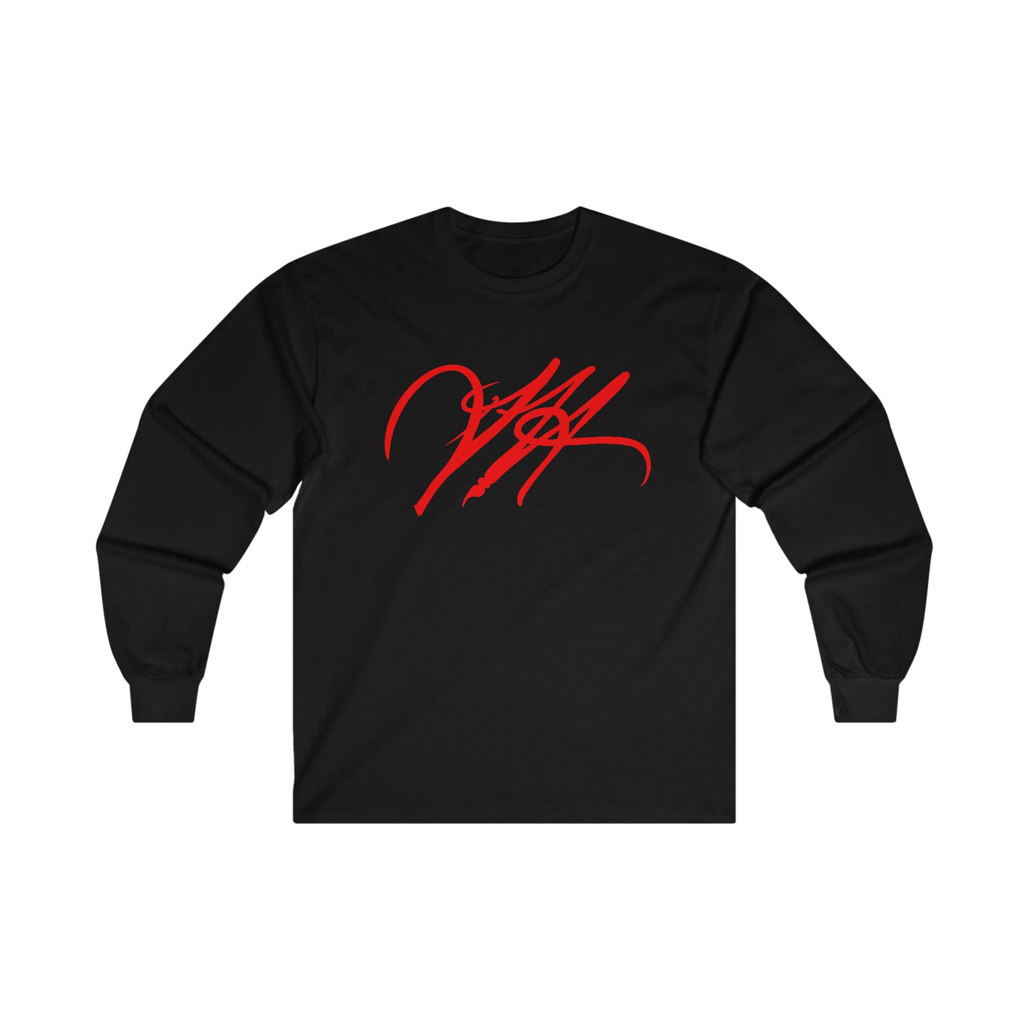 “Script Logo- Red”-  Unisex Long Sleeve Graphic Shirt by Artist David Hilborn