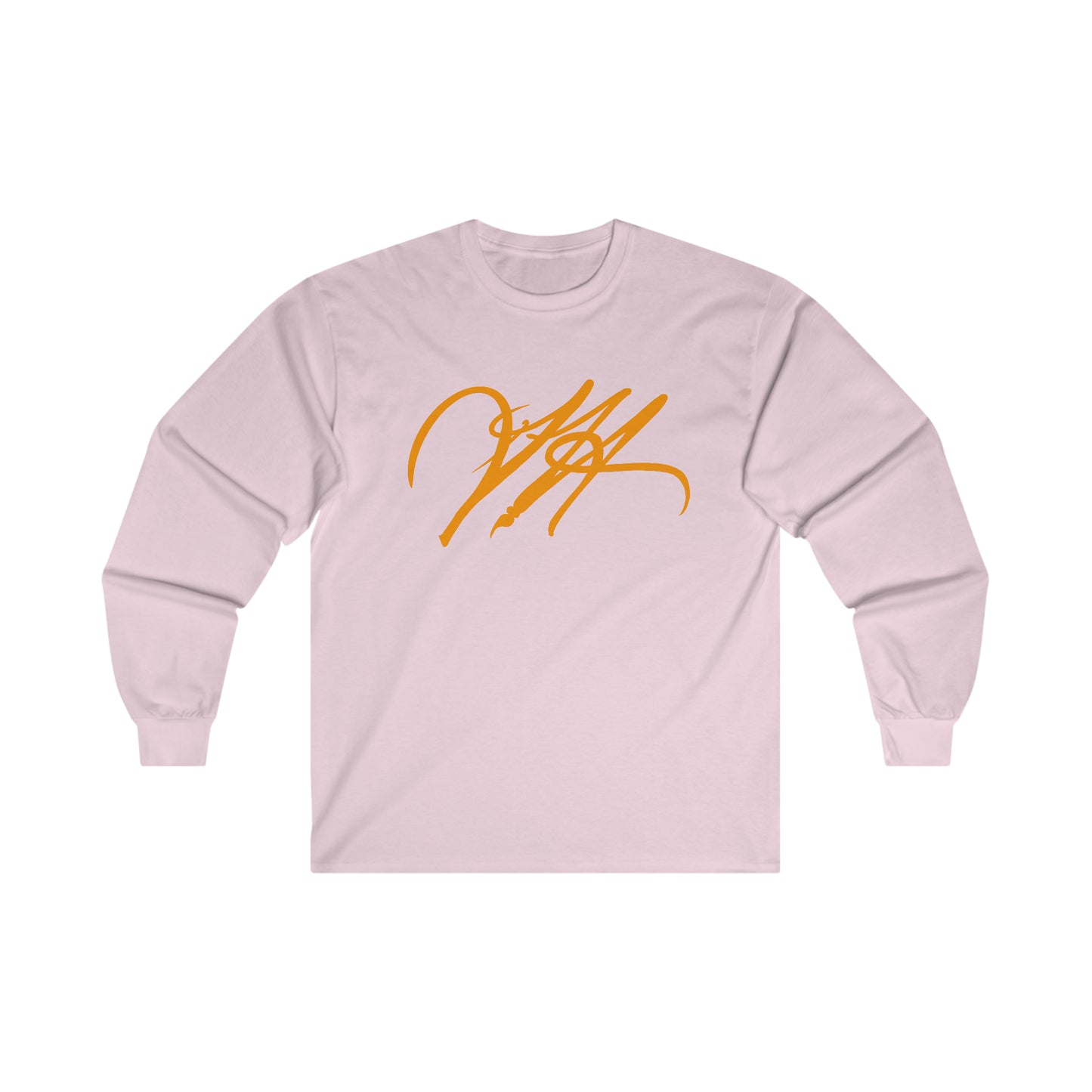 “Script Logo- Orange”-  Unisex Long Sleeve Graphic Shirt by Artist David Hilborn