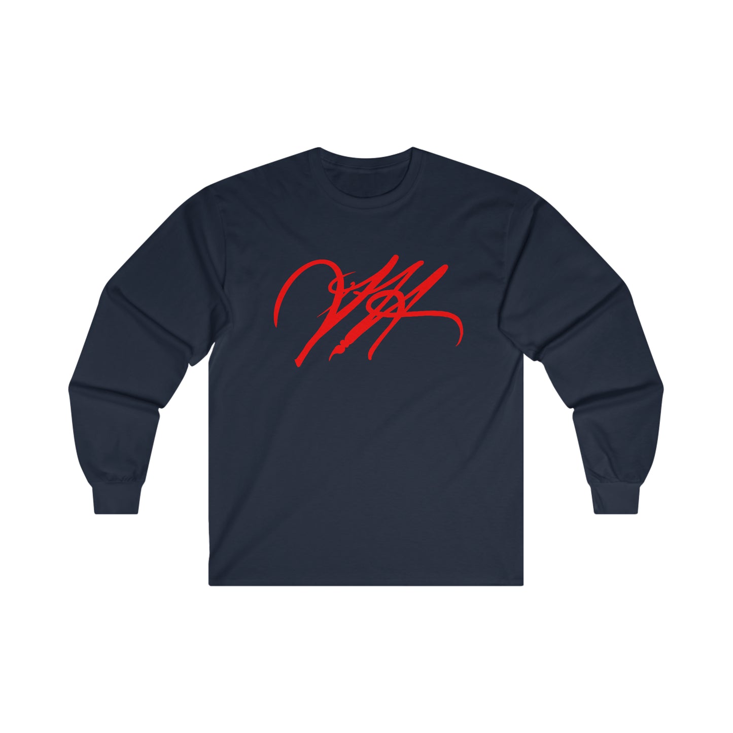 “Script Logo- Red”-  Unisex Long Sleeve Graphic Shirt by Artist David Hilborn