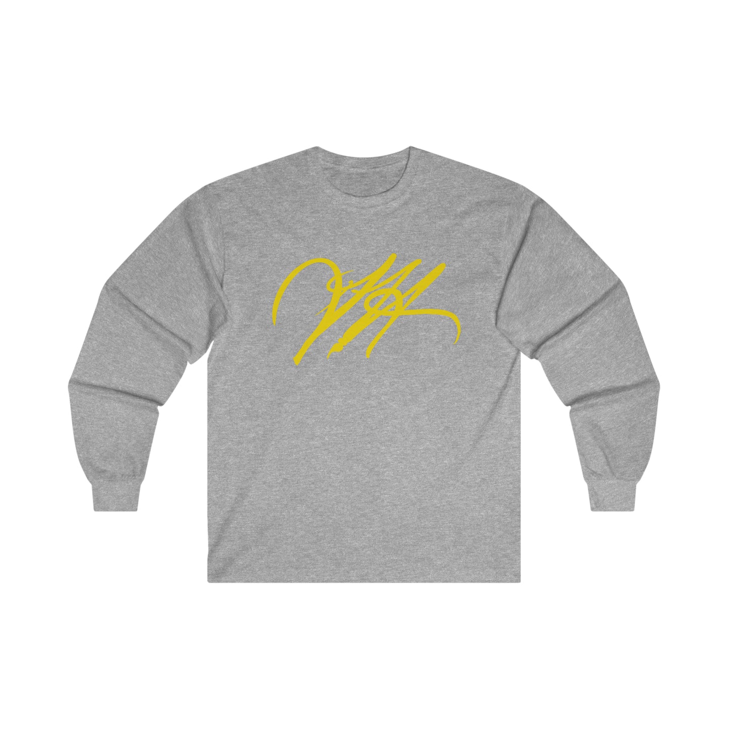 “Script Logo - Yellow”-  Unisex Long Sleeve Graphic Shirt by Artist David Hilborn