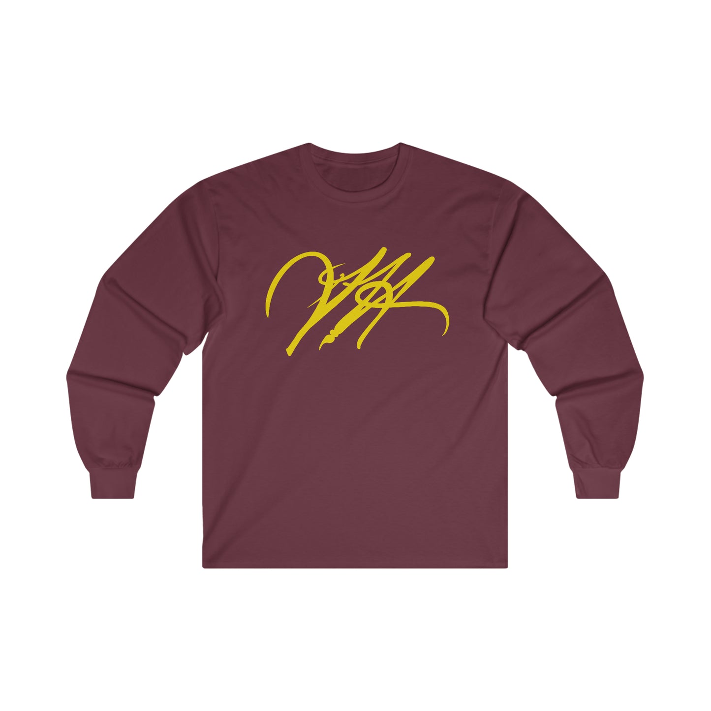 “Script Logo - Yellow”-  Unisex Long Sleeve Graphic Shirt by Artist David Hilborn