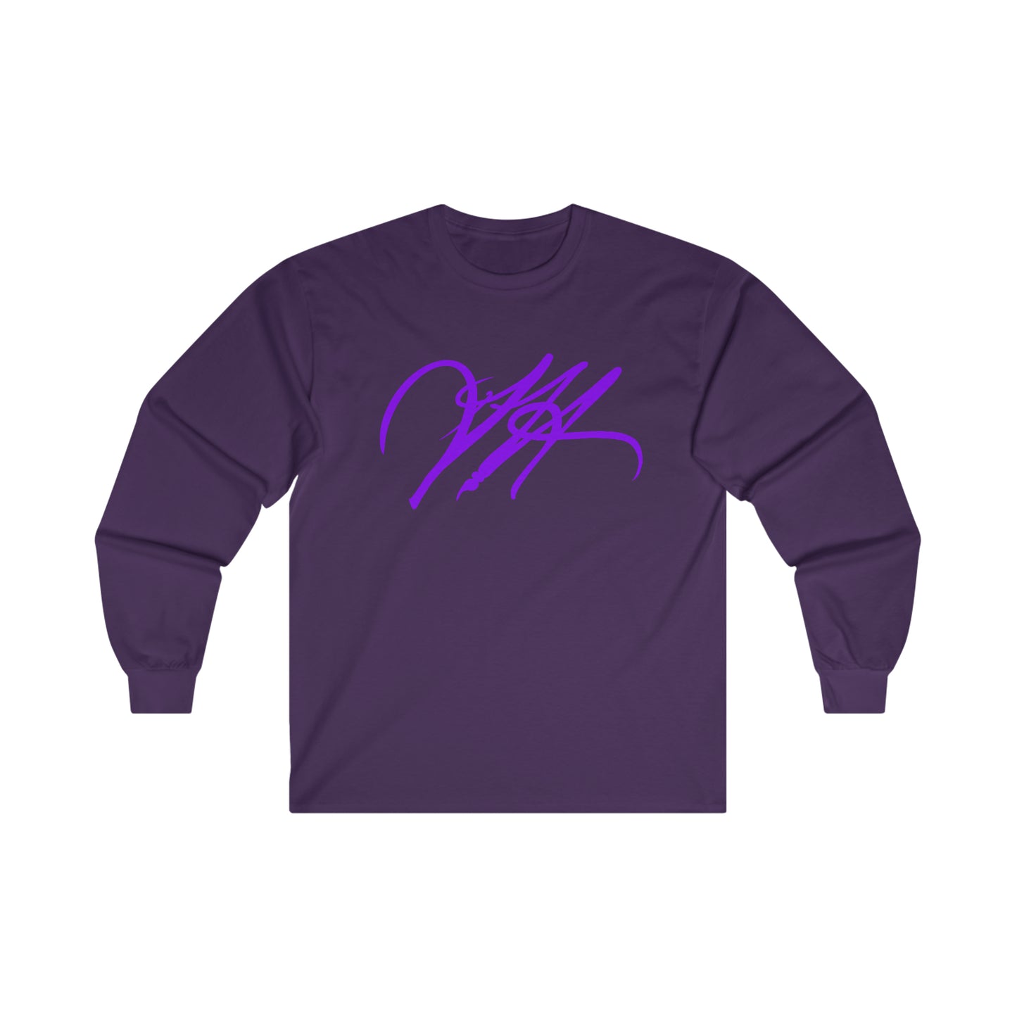 “Script Logo - Purple”-  Unisex Long Sleeve Graphic Shirt by Artist David Hilborn