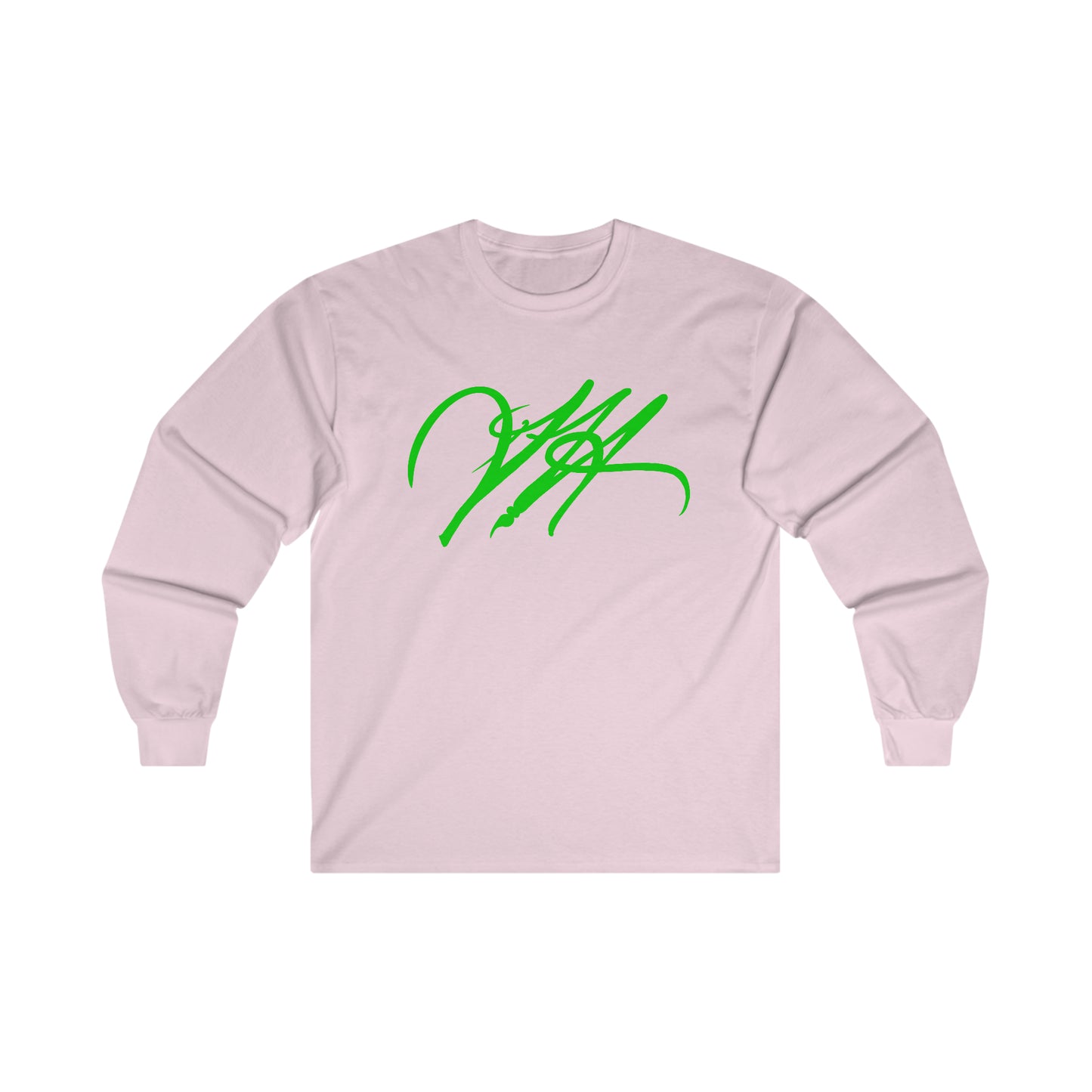 “Script Logo- Lime”-  Unisex Long Sleeve Graphic Shirt by Artist David Hilborn