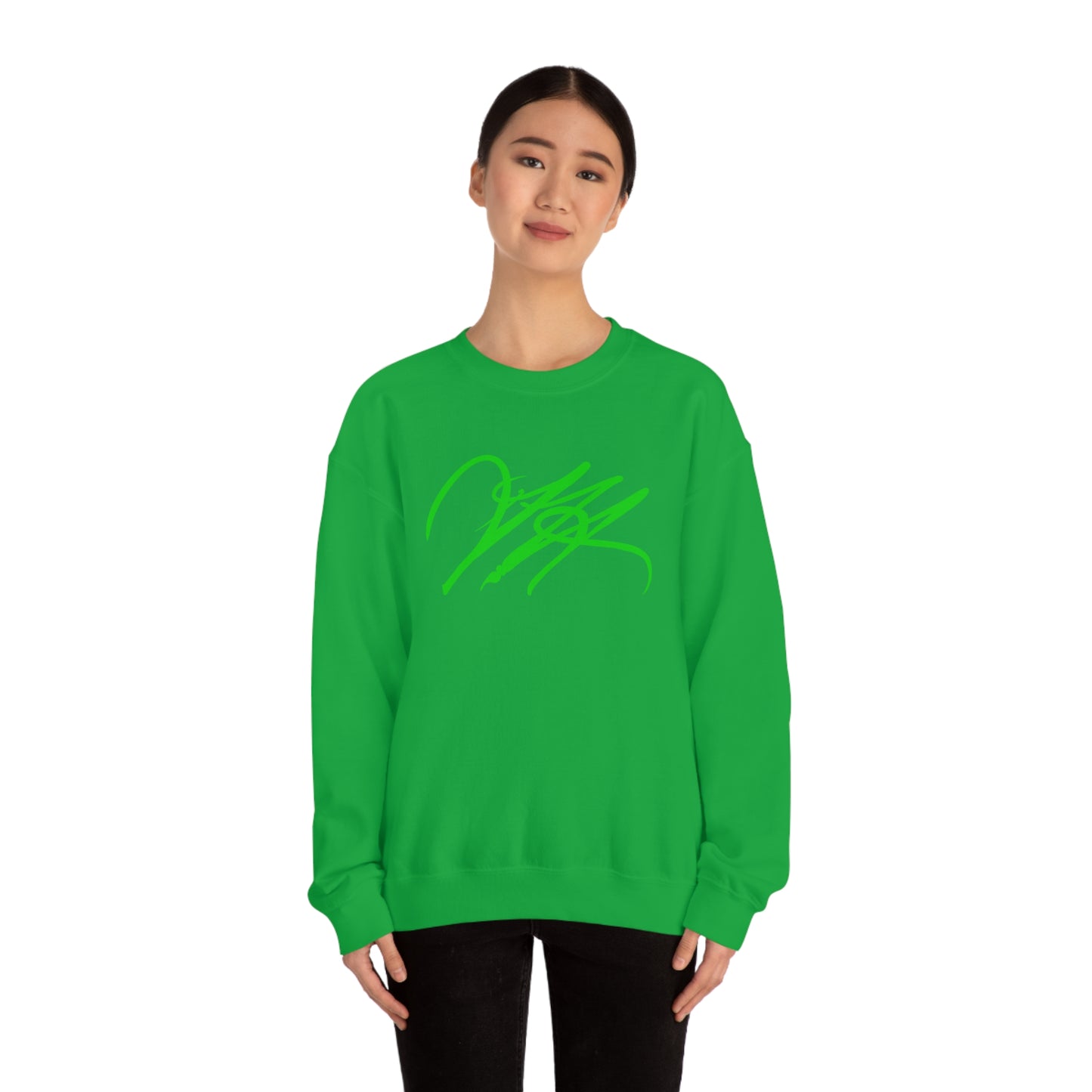 “Script Logo - Lime” - Graphic Crewneck Sweatshirt by Artist David Hilborn