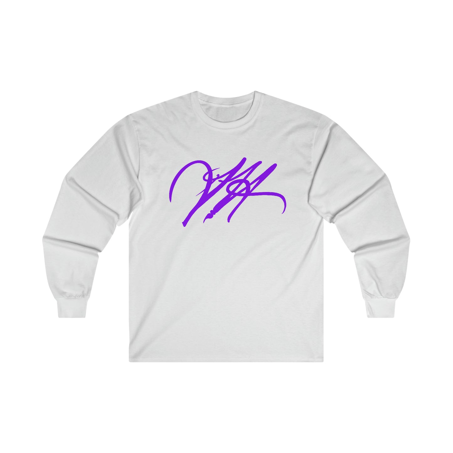 “Script Logo - Purple”-  Unisex Long Sleeve Graphic Shirt by Artist David Hilborn