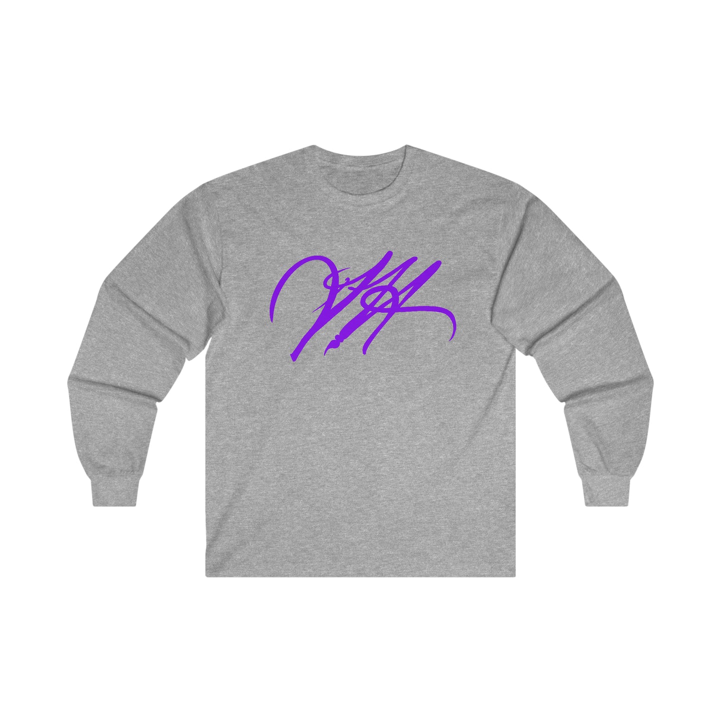 “Script Logo - Purple”-  Unisex Long Sleeve Graphic Shirt by Artist David Hilborn