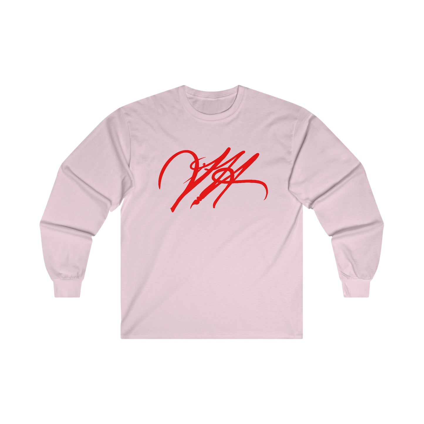 “Script Logo- Red”-  Unisex Long Sleeve Graphic Shirt by Artist David Hilborn