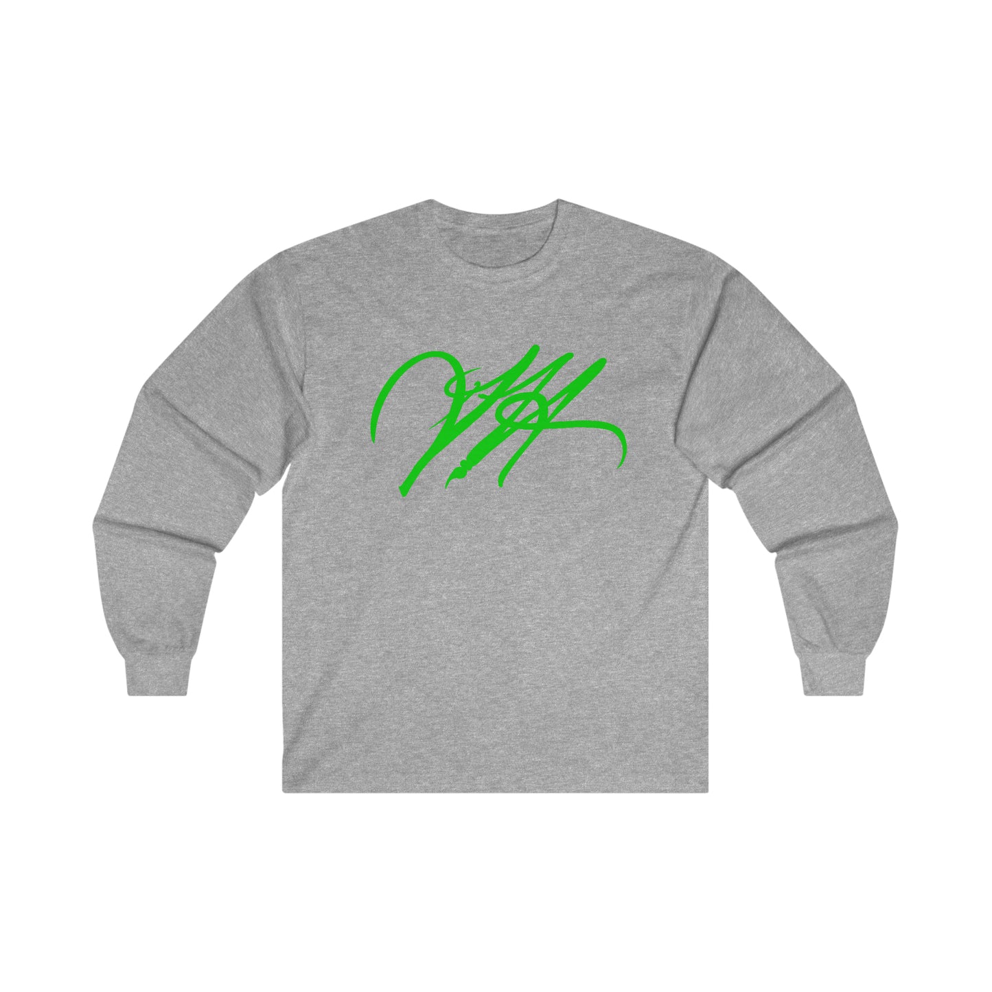 “Script Logo- Lime”-  Unisex Long Sleeve Graphic Shirt by Artist David Hilborn