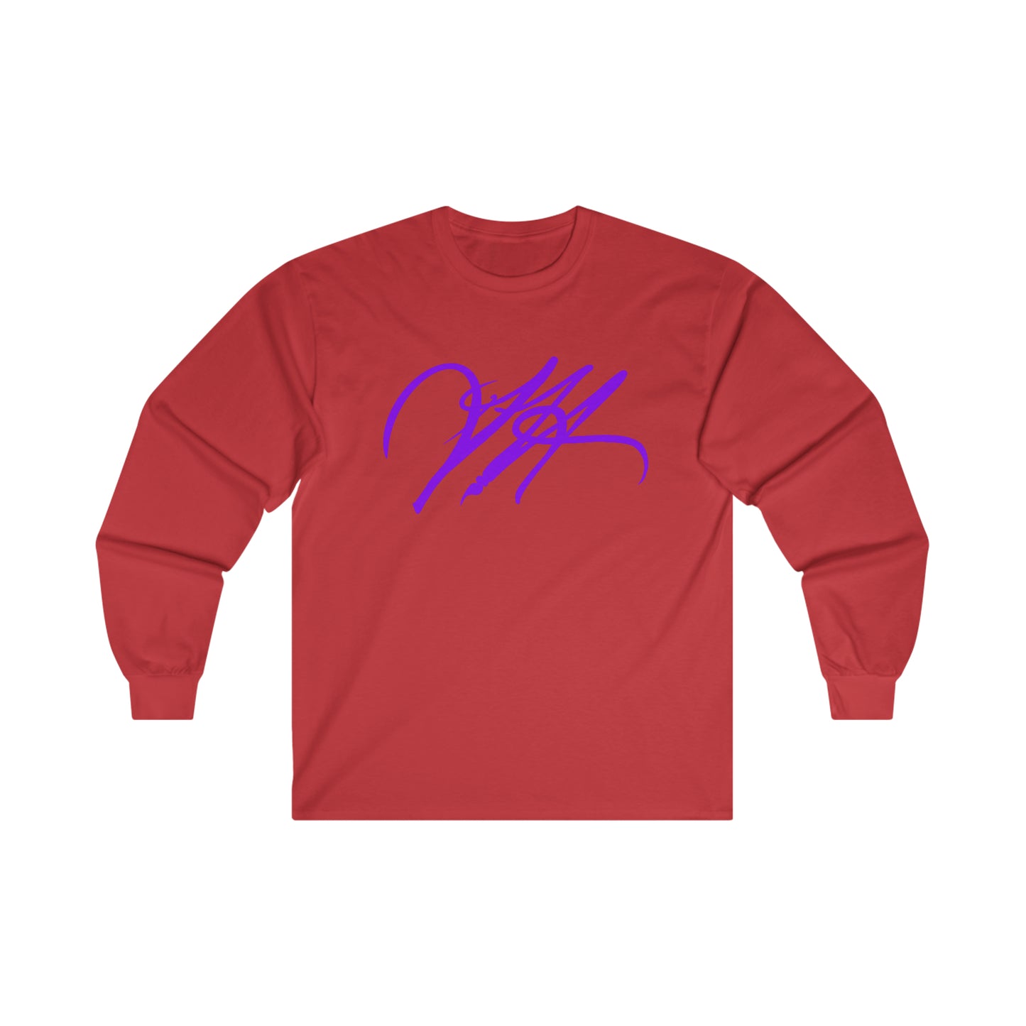 “Script Logo - Purple”-  Unisex Long Sleeve Graphic Shirt by Artist David Hilborn