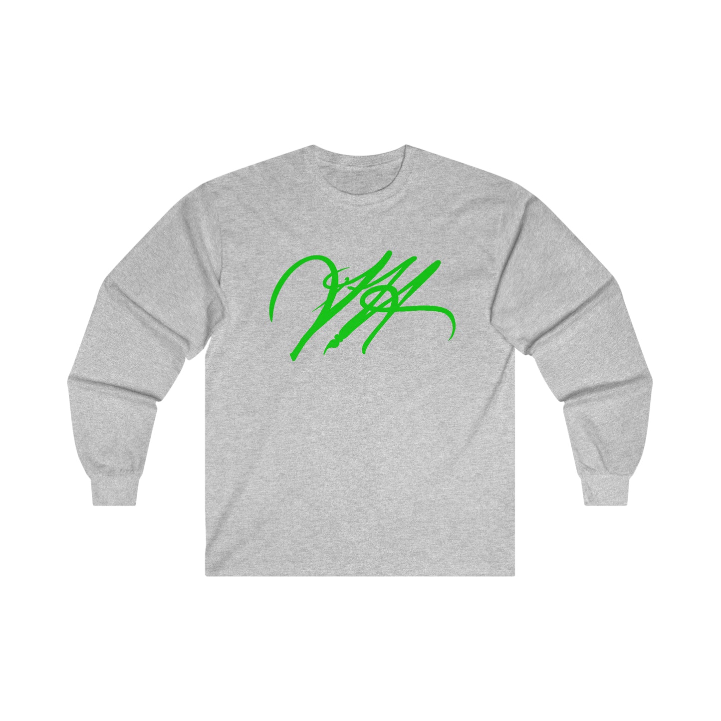 “Script Logo- Lime”-  Unisex Long Sleeve Graphic Shirt by Artist David Hilborn