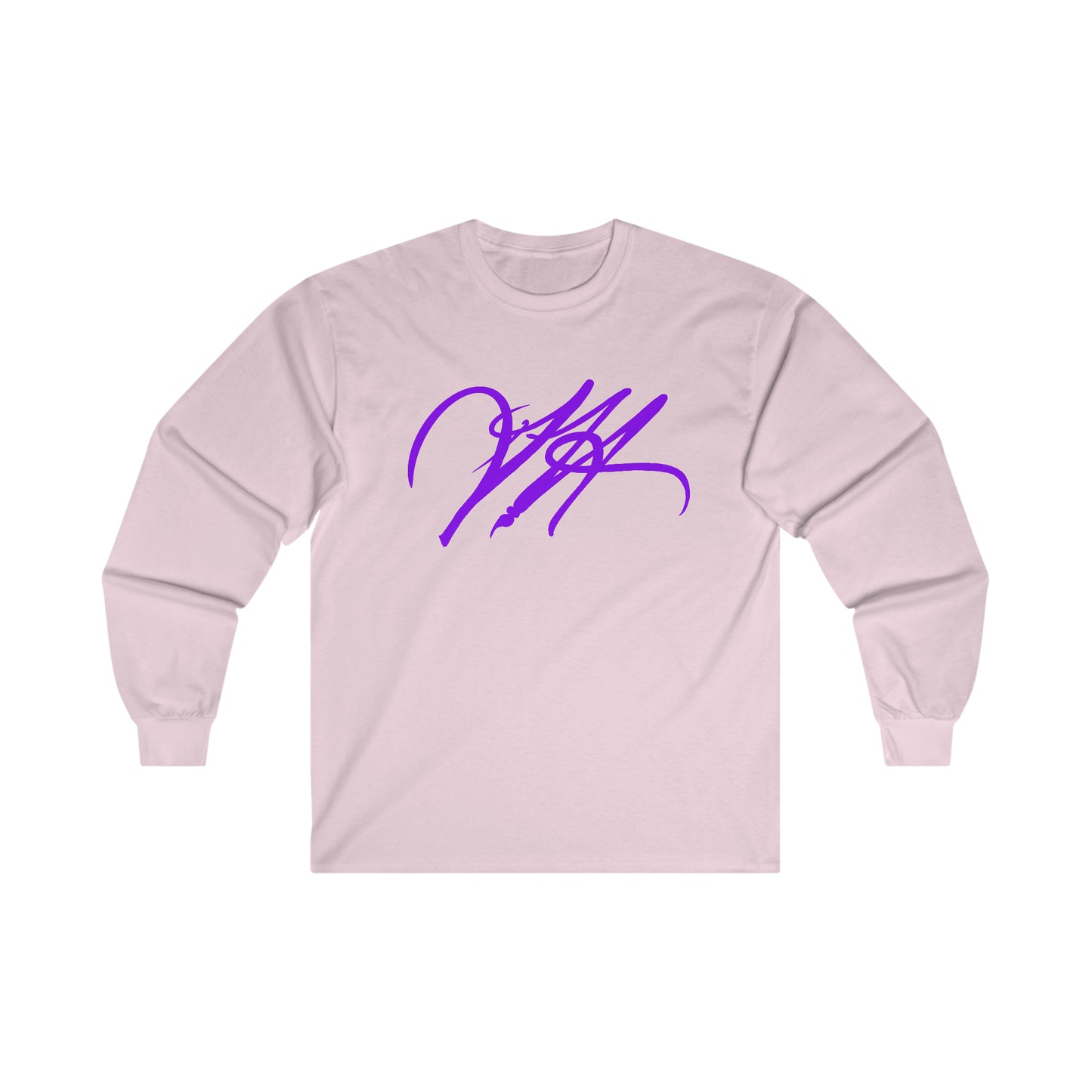 “Script Logo - Purple”-  Unisex Long Sleeve Graphic Shirt by Artist David Hilborn