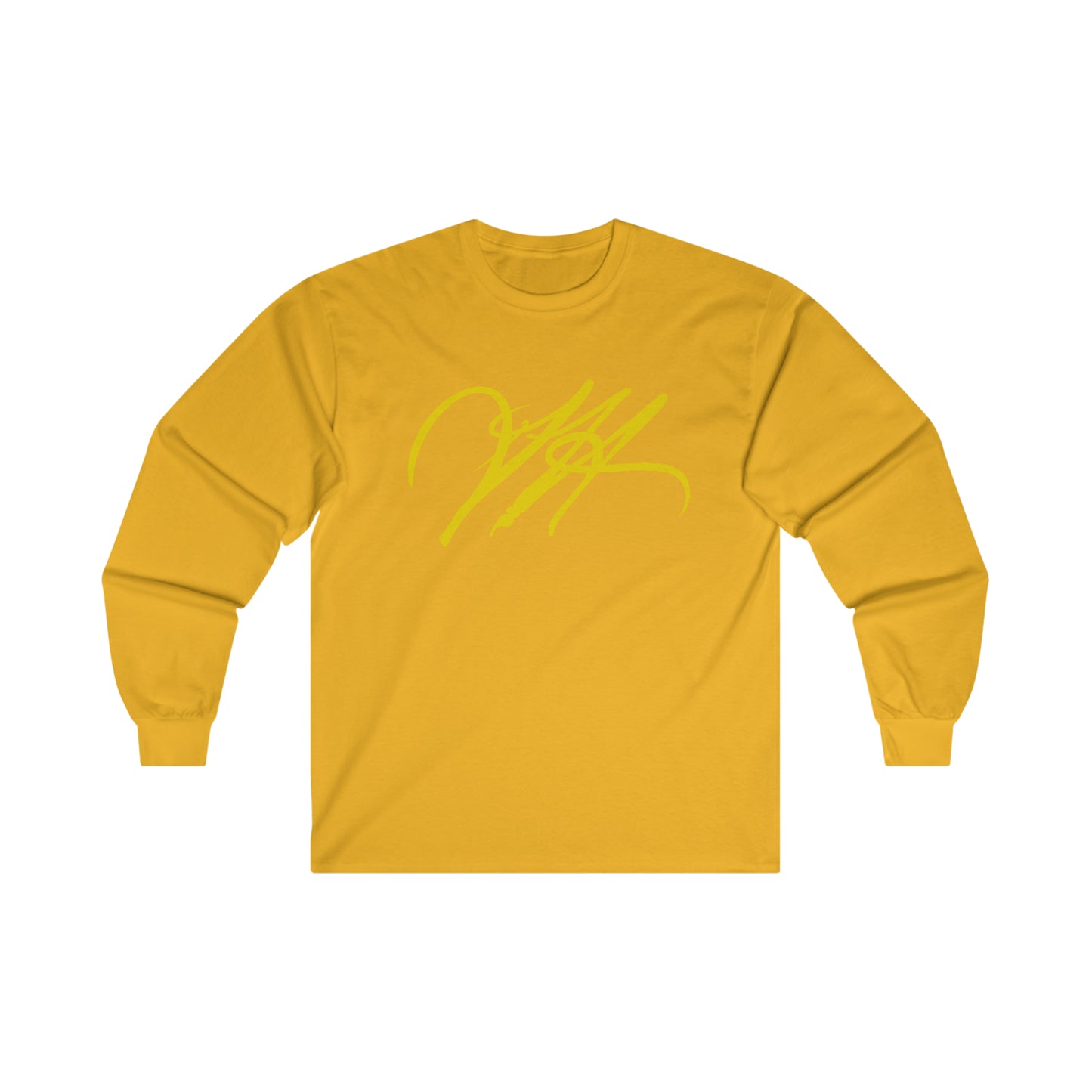 “Script Logo - Yellow”-  Unisex Long Sleeve Graphic Shirt by Artist David Hilborn