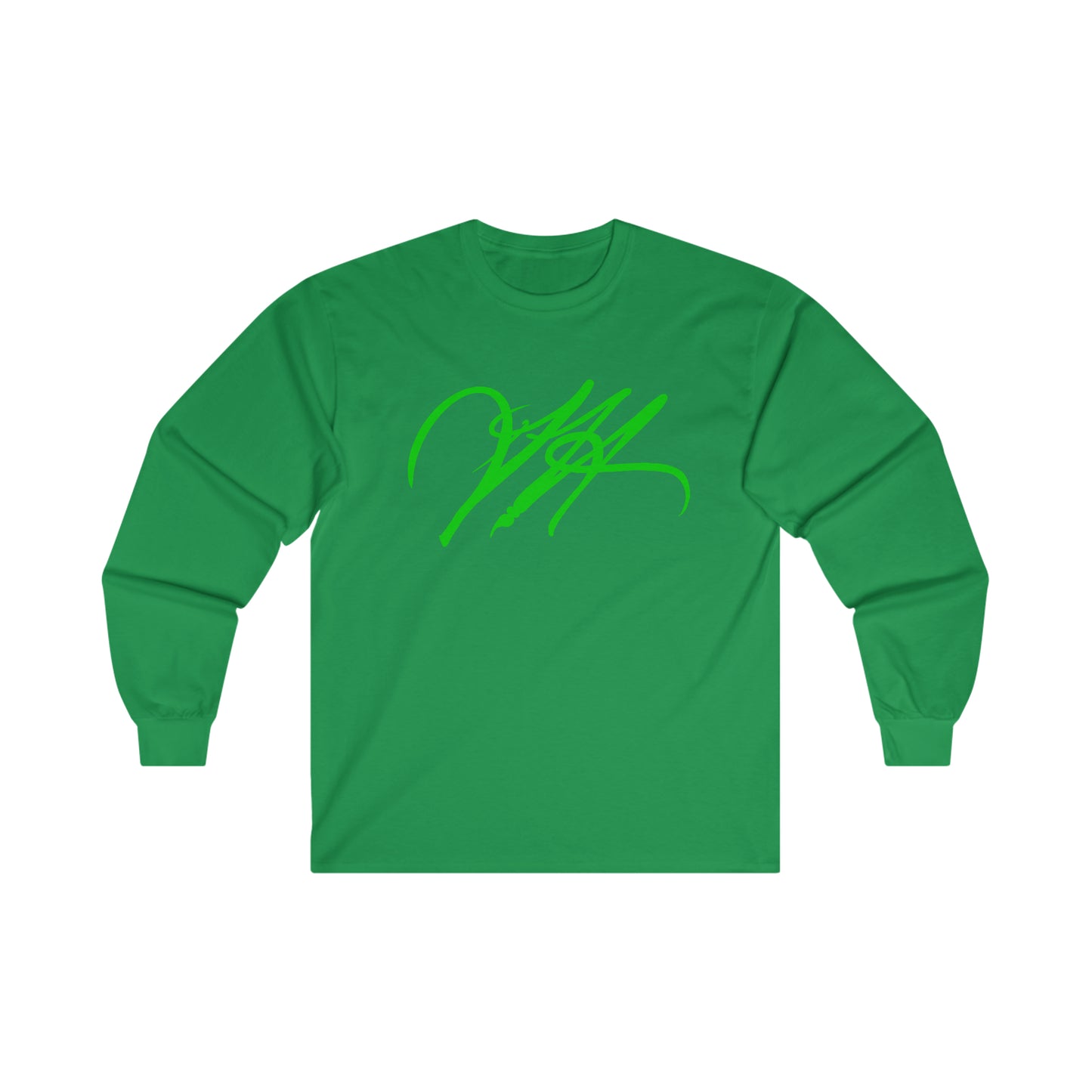 “Script Logo- Lime”-  Unisex Long Sleeve Graphic Shirt by Artist David Hilborn