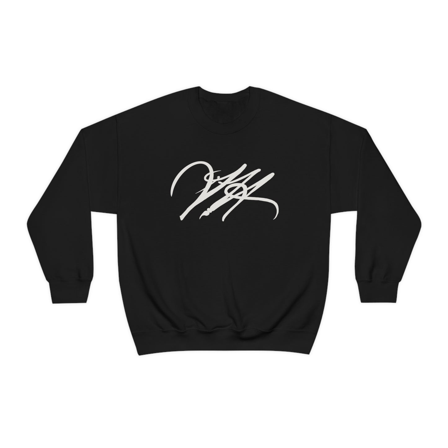 “Script Logo - White” - Graphic Crewneck Sweatshirt by Artist David Hilborn