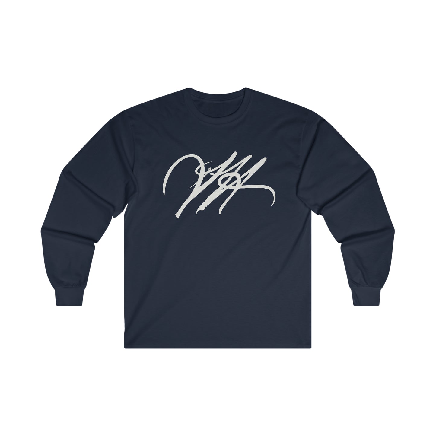 “Script Logo - White”-  Unisex Long Sleeve Graphic Shirt by Artist David Hilborn